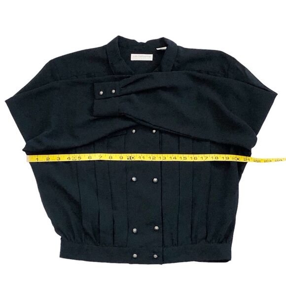 Liz Claiborne Vintage 80s Women’s Black Sheer Double Breasted Blouse Size 10 - Picture 6 of 11